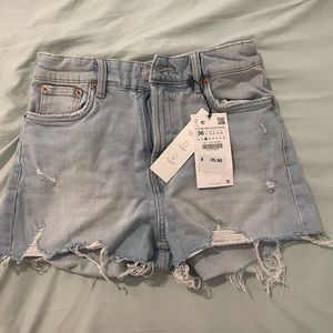 Zara high rise denim shorts